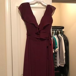 Burgundy chiffon Morilee evening gown